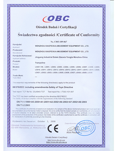 CE Europe standard certificate