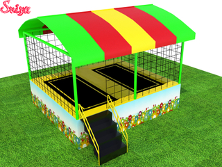 Double Mini Trampoline With Roof For Garden
