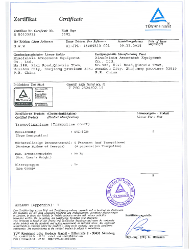 ninja course TUV certificate